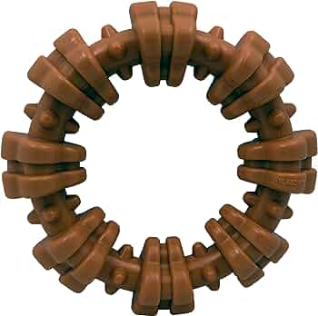 brown colored round chew dog toy