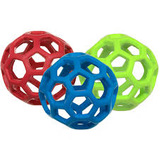 red blue green colored hollow balls for dogs